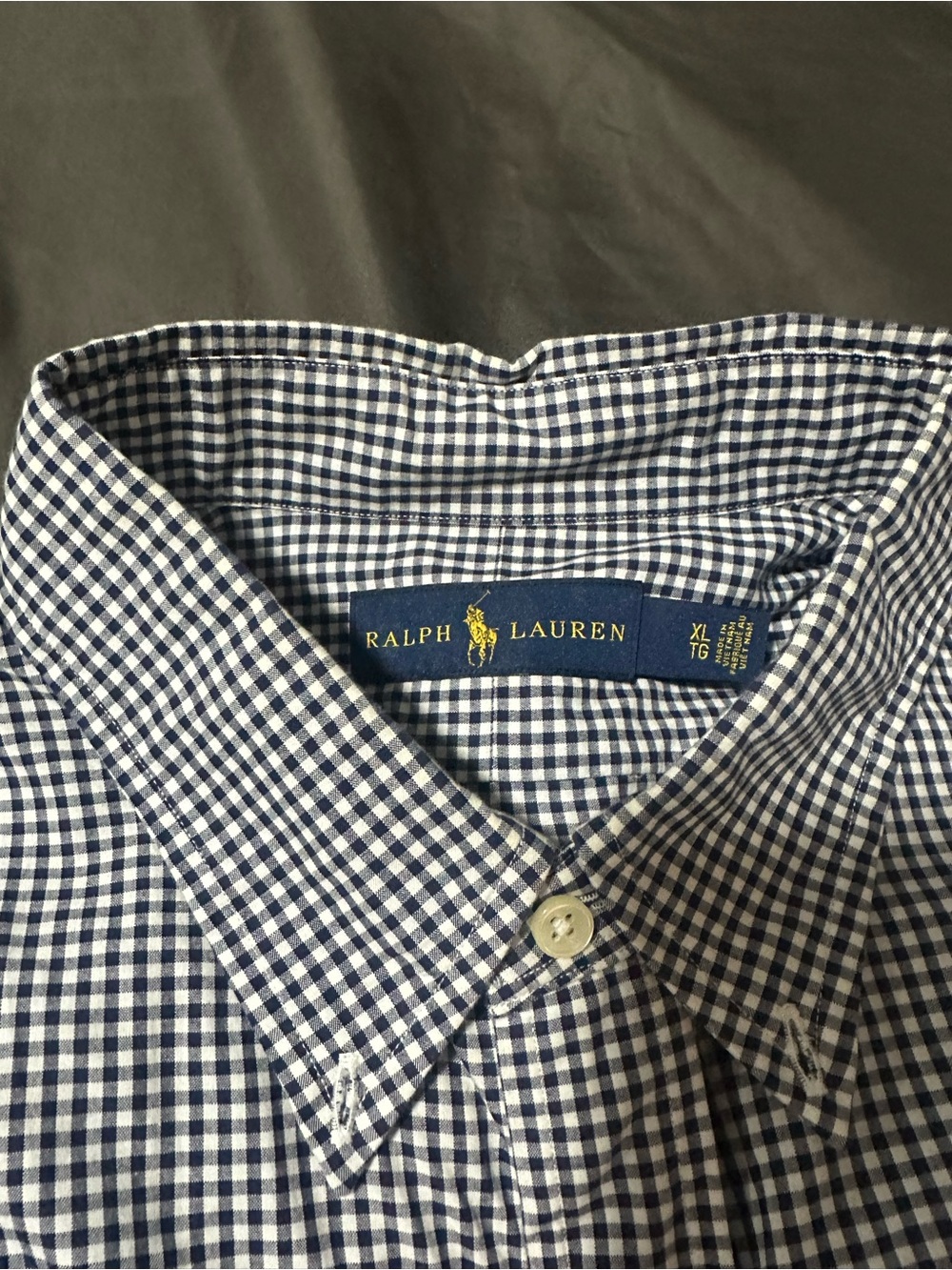 Ralph Lauren Navy & White Gingham Button-Down Shirt